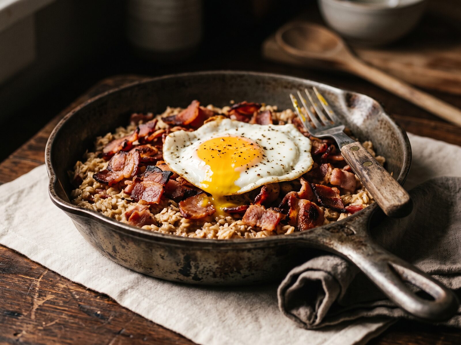 Bacon Oatmeal Breakfast Skillet